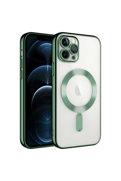 20068310 Apple İphone 12 Pro Max Uyumlu Kılıf Kamera Korumalı Parlak Renkli Kenarlı Magsafe Özellikli Kapak