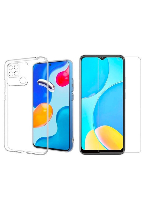 20068310 Xiaomi Poco C40 Uyumlu Kılıf Esnek Silikon Telefon Kılıfı Ve Temperli Cam Ekran Koruyucu