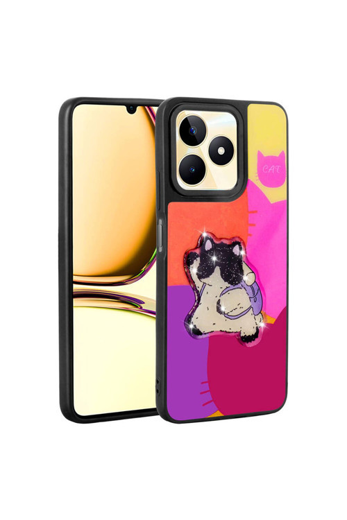 20068310 Realme C55 4G İle Uyumlu Kılıf Parlayan Kabartmalı İkonik Figürlü Silikon Kapak