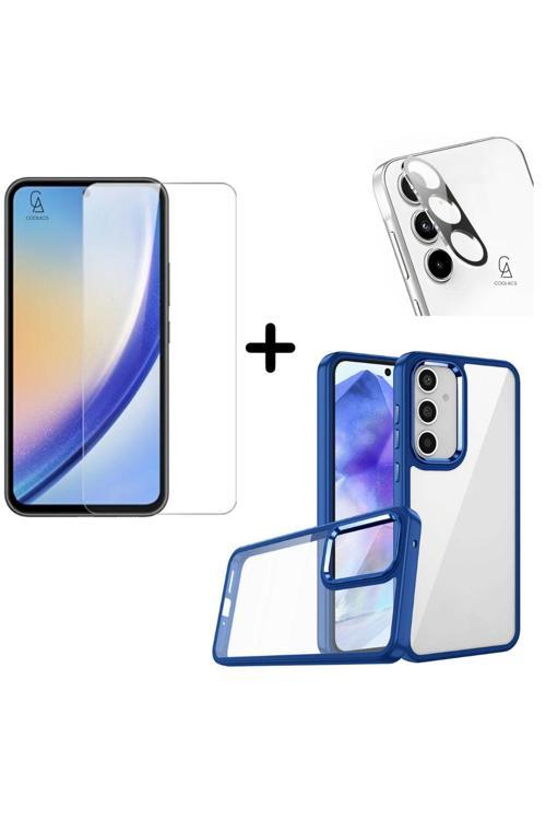 20068310 Samsung Galaxy A55 5G Uyumlu Pastel Renk Telefon Kılıfı Temperli Cam Ekran Ve Kamera Koruyucu