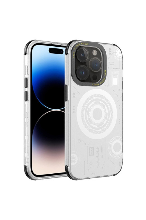 20068310 Apple Iphone 14 Pro Max Uyumlu Wireless Şarj Özellikli Teknoloji Serisi Lüks Telefon Kılıfı Kapak
