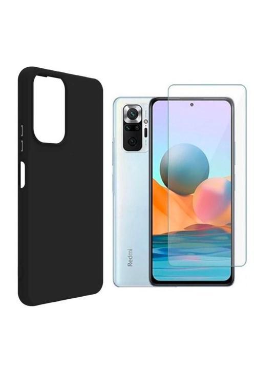 20068310 Xiaomi Redmi Note 10 Pro Uyumlu Kılıf Esnek Silikon Telefon Kılıfı Ve Temperli Cam Ekran Koruyucu