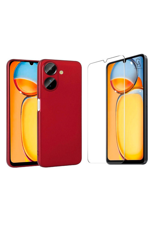 20068310 Xiaomi Redmi 13C İle Uyumlu Kılıf Soft Yumuşak Telefon Kılıfı Ve Temperli Cam Ekran Koruyucu