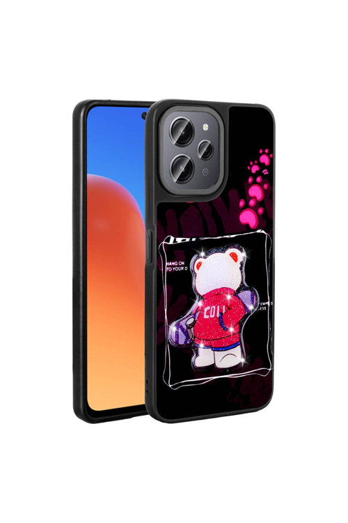 20068310 Xiaomi Redmi 12 4G İle Uyumlu Kılıf Parlayan Kabartmalı İkonik Figürlü Silikon Kapak