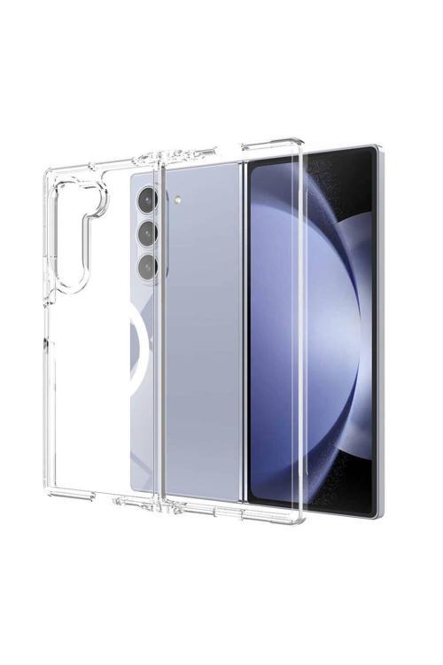 20068310 Samsung Galaxy Z Fold 6 Uyumlu Kılıf Wireless Şarj Özellikli Magsafe Şeffaf Telefon Kılıfı Kapak