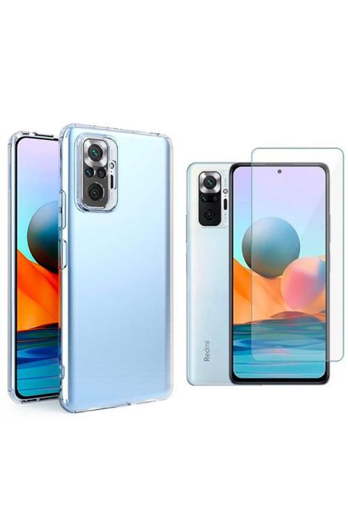 20068310 Redmi Note 10 Pro Uyumlu Kılıf Esnek Silikon Telefon Kılıfı Ve Temperli Cam Ekran Koruyucu
