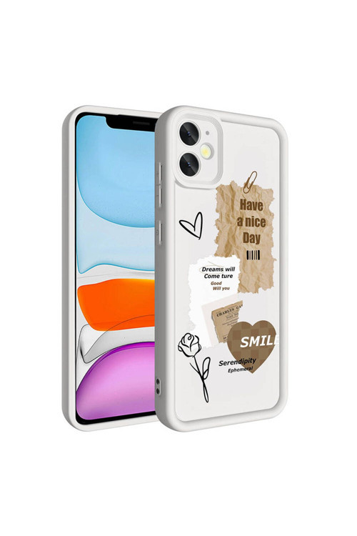 20068310 Apple İphone 11 İle Uyumlu Kılıf Kamera Korumalı Yüzeyi Baskılı Arka Kapak