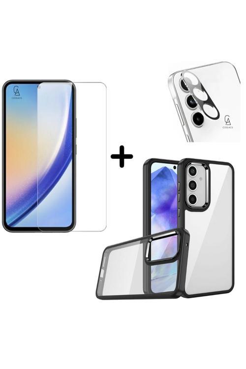 20068310 Samsung Galaxy A55 5G Uyumlu Pastel Renk Telefon Kılıfı Temperli Cam Ekran Ve Kamera Koruyucu