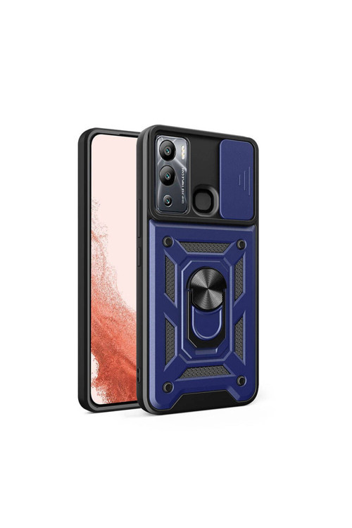 20068310 İnfinix Hot 20İ İle Uyumlu Kılıf Magnetik Standlı Kamera Korumalı Sürgülü Kapak