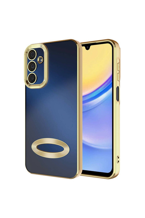 20068310 Samsung Galaxy A15 Uyumlu Kılıf Şeffaf Logo Gösteren Parlak Renkli Kenar Telefon Kılıfı Kapak