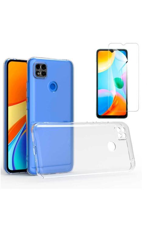 20068310 Xiaomi Redmi 9C Uyumlu Kılıf Esnek Silikon Telefon Kılıfı Ve Temperli Cam Ekran Koruyucu