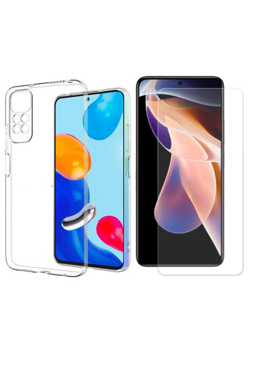 20068310 Xiaomi Redmi Note 11 Pro 5G Uyumlu Kılıf Esnek Silikon Telefon Kılıfı Ve Temperli Cam Ekran Koruyucu