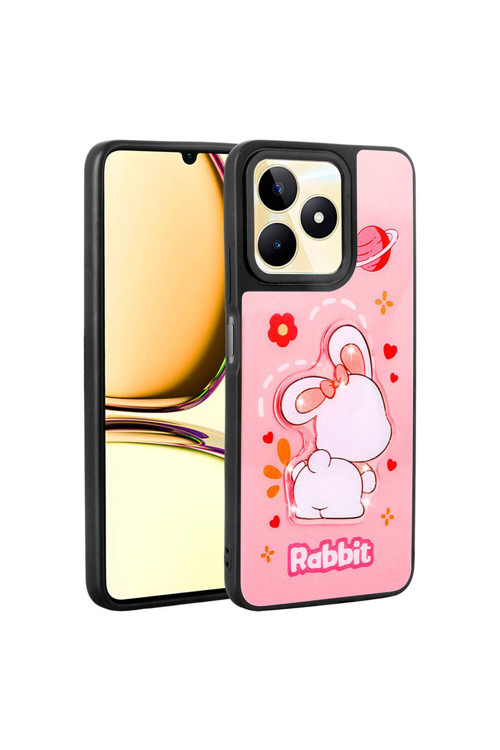 20068310 Realme C55 4G İle Uyumlu Kılıf Parlayan Kabartmalı İkonik Figürlü Silikon Kapak