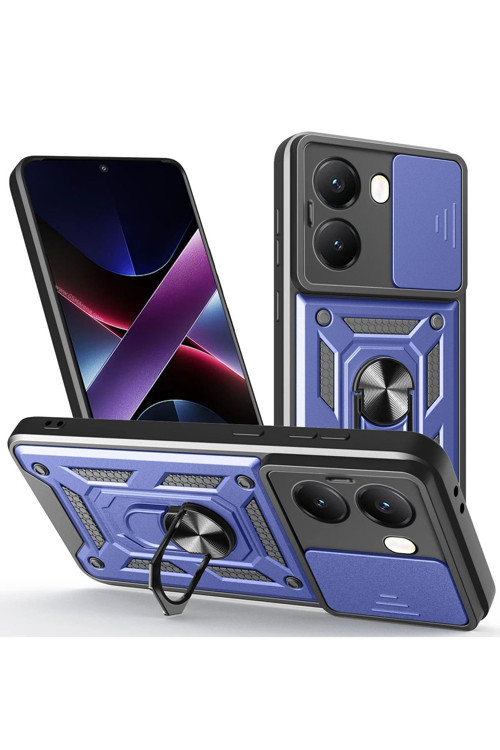 20068310 Xiaomi Poco X7 Pro İle Uyumlu Kılıf Magnetik Standlı Kamera Korumalı Sürgülü Kapak