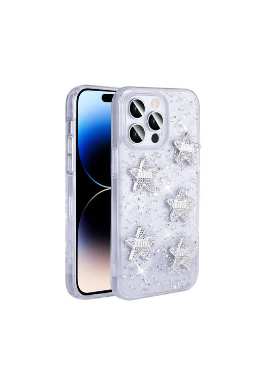 20068310 Apple İphone 14 Pro Max İle Uyumlu Airbagli Simli Arka Yüzeyli Kapak