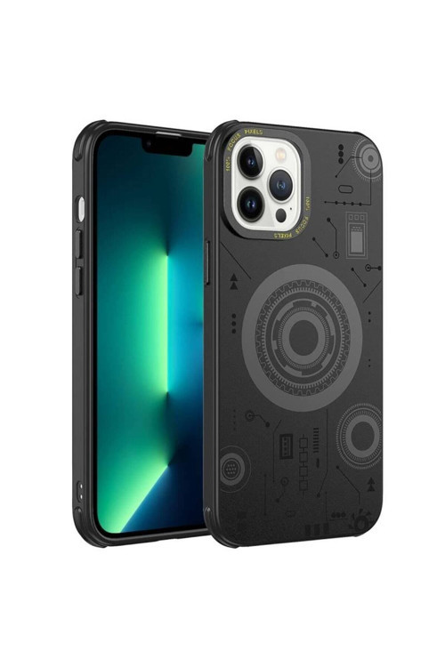 20068310 İphone 12 Pro Max Uyumlu Wireless Şarj Özellikli Teknoloji Serisi Lüks Telefon Kılıfı Kapak
