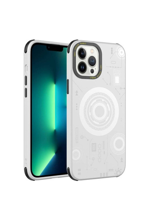 20068310 İphone 12 Pro Max Uyumlu Wireless Şarj Özellikli Teknoloji Serisi Lüks Telefon Kılıfı Kapak