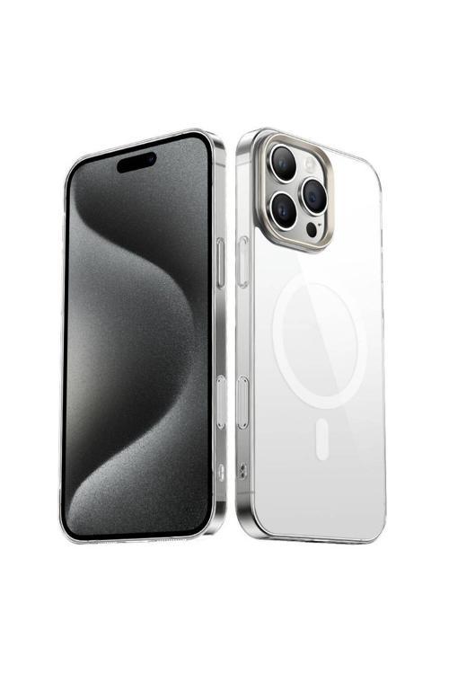 20068310 Apple İphone 16 Pro Max Uyumlu Kılıf Sert Pc Magsafe Yükseltilmiş Kamera Korumalı Şeffaf Kılıf