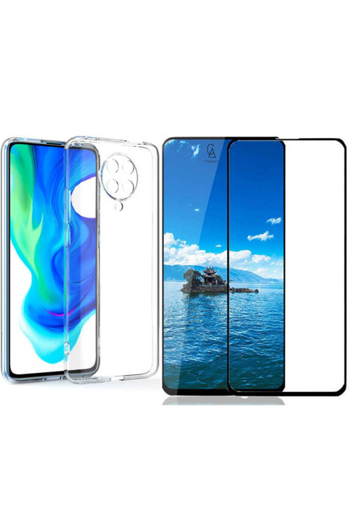 20068310 Xiaomi Poco F2 Pro İle Uyumlu Soft Yumuşak Telefon Kılıfı Ve 5D Tam Kaplayan Cam Ekran Koruyucu