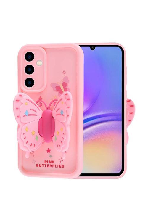 20068310 Samsung Galaxy A05S Uyumlu Kanatlı Kelebek Figürlü Standlı Kadın Telefon Kılıfı Kapak