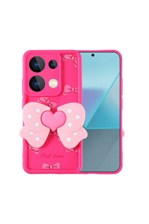 20068310 Xiaomi Poco M6 Pro 4G Uyumlu Kanatlı Kelebek Figürlü Standlı Kadın Telefon Kılıfı Kapak
