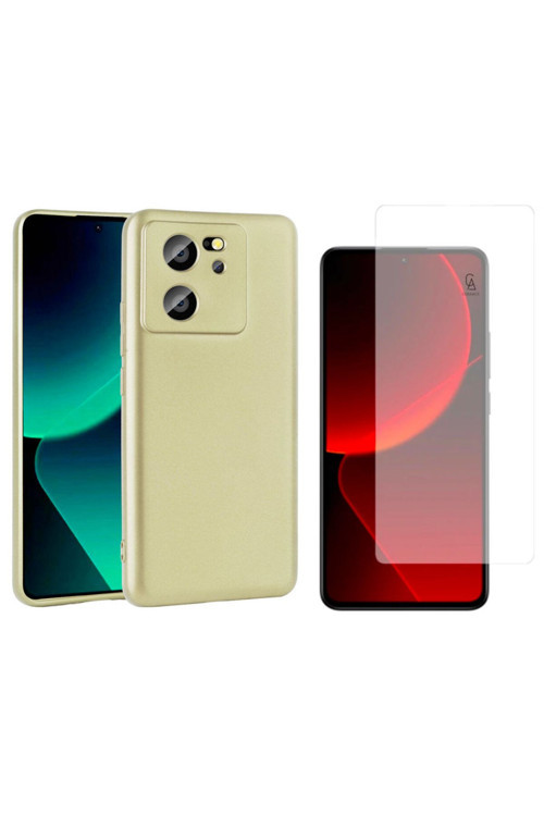 20068310 Xiaomi Mi 13T Pro İle Uyumlu Kılıf Soft Yumuşak Telefon Kılıfı Ve Temperli Cam Ekran Koruyucu