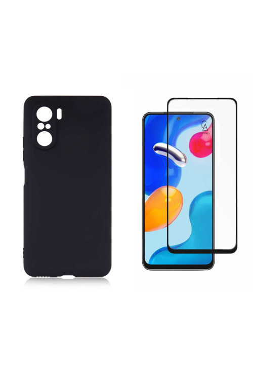 20068310 Xiaomi Redmi K40 İle Uyumlu Soft Yumuşak Telefon Kılıfı Ve 5D Tam Kaplayan Cam Ekran Koruyucu