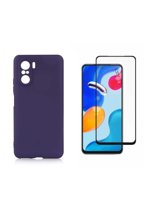 20068310 Xiaomi Redmi K40 İle Uyumlu Soft Yumuşak Telefon Kılıfı Ve 5D Tam Kaplayan Cam Ekran Koruyucu