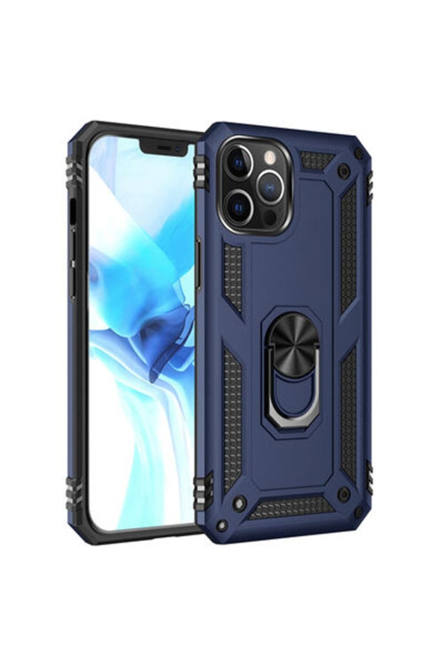 20068310 Apple İphone 12 Pro İle Uyumlu Kılıf Tam Koruma Yüzüklü Standlı Tank Gövdeli Telefon Kılıfı Kapak