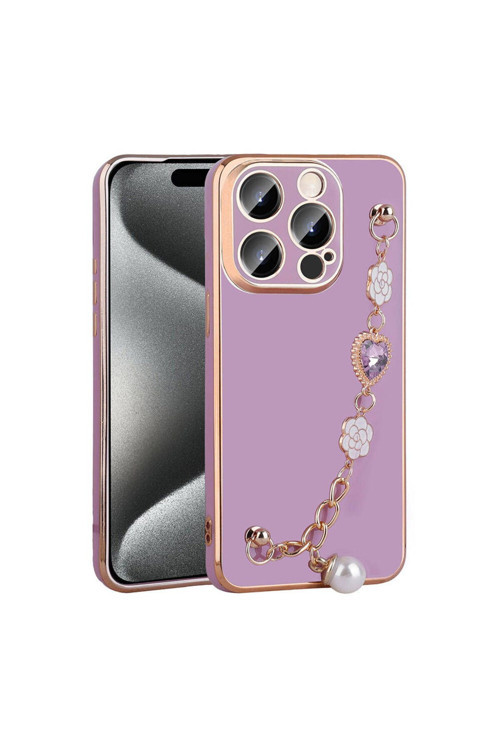20068310 Apple İphone 15 Pro Max İle Uyumlu Kılıf El Tutamaçlı Kamera Korumalı Kadın Telefon Kılıfı Kapak