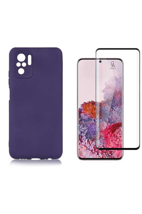 20068310 Xiaomi Redmi Note 10S İle Uyumlu Soft Yumuşak Telefon Kılıfı Ve 5D Tam Kaplayan Cam Ekran Koruyucu