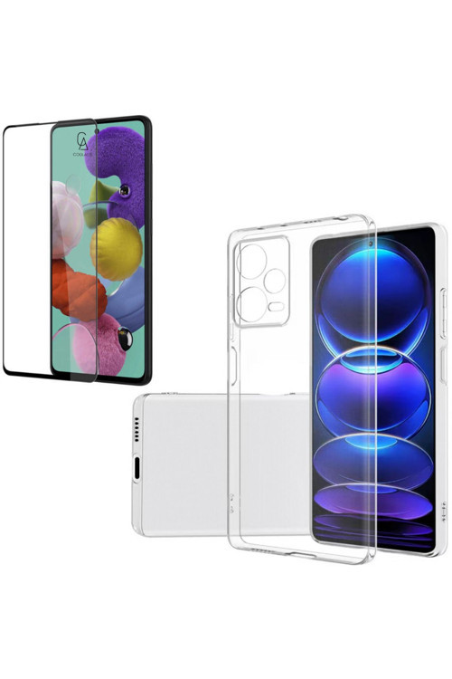 20068310 Xiaomi Redmi Note 12 Pro Uyumlu Soft Yumuşak Telefon Kılıfı Ve 5D Tam Kaplayan Cam Ekran Koruyucu