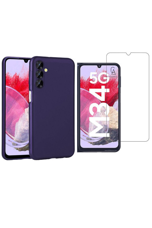 20068310 Samsung Galaxy M34 5G İle Uyumlu Kılıf Soft Yumuşak Telefon Kılıfı Ve Temperli Cam Ekran Koruyucu