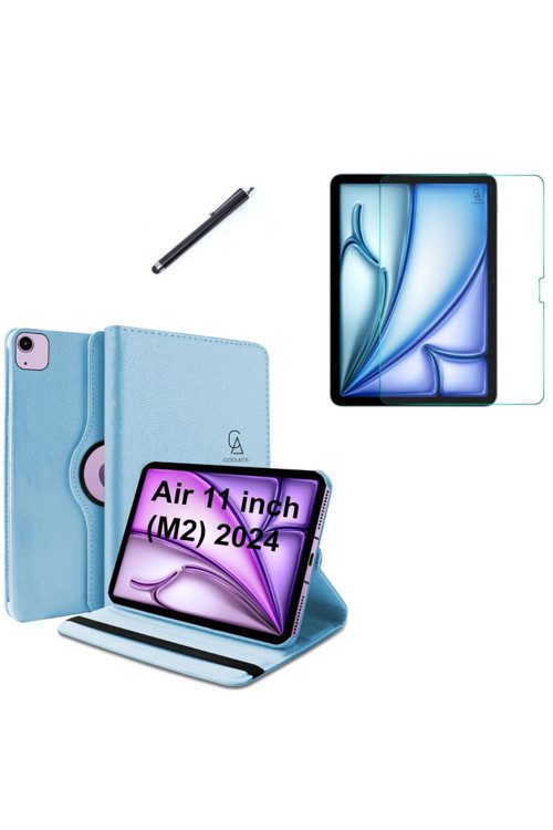 20068310 İpad Air 11 2024 (A2902-A2903) M2 Dönebilen Tablet Kılıfı + Ekran Koruyucu + Tablet Kalem