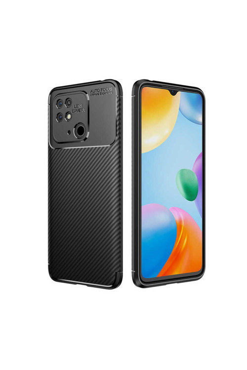 20068310 Xiaomi Redmi 10C İle Uyumlu Kılıf Focus Karbon Tasarım Telefon Kılıfı Kapak