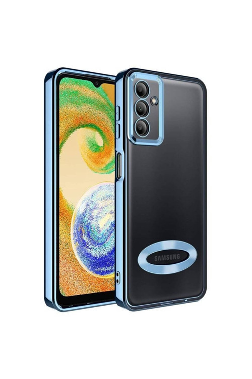 20068310 Samsung Galaxy A34 5G Uyumlu Kılıf Şeffaf Logo Gösteren Parlak Renkli Kenar Telefon Kılıfı Kapak