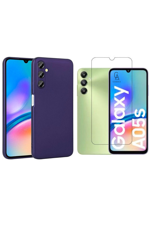 20068310 Samsung Galaxy A05S İle Uyumlu Kılıf Soft Yumuşak Telefon Kılıfı Ve Temperli Cam Ekran Koruyucu