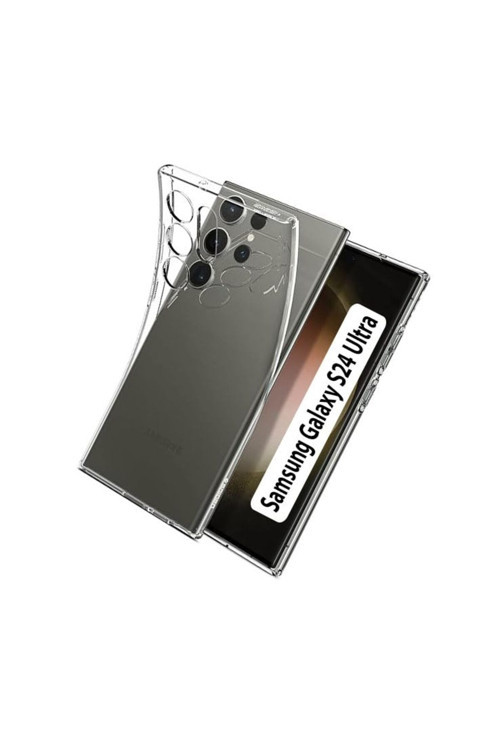 20068310 Samsung Galaxy S24 Ultra İle Uyumlu Kılıf Şeffaf Kamera Korumalı Esnek Silikon Telefon Kılıfı Kapak