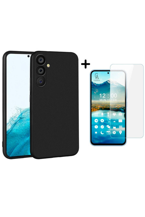 20068310 Samsung Galaxy A54 5G Uyumlu Kılıf Esnek Silikon Telefon Kılıfı Ve Temperli Cam Ekran Koruyucu