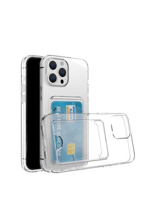 20068310 Apple Iphone 14 Pro Max Ile Uyumlu Kılıf Kartlıklı Kartvizitli Şeffaf Telefon Kılıfı Kapak