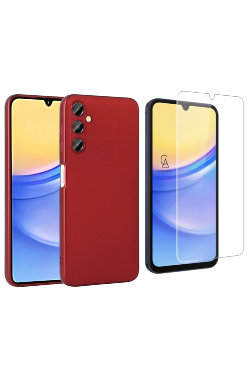 20068310 Samsung Galaxy A15 İle Uyumlu Kılıf Soft Yumuşak Telefon Kılıfı Ve Temperli Cam Ekran Koruyucu