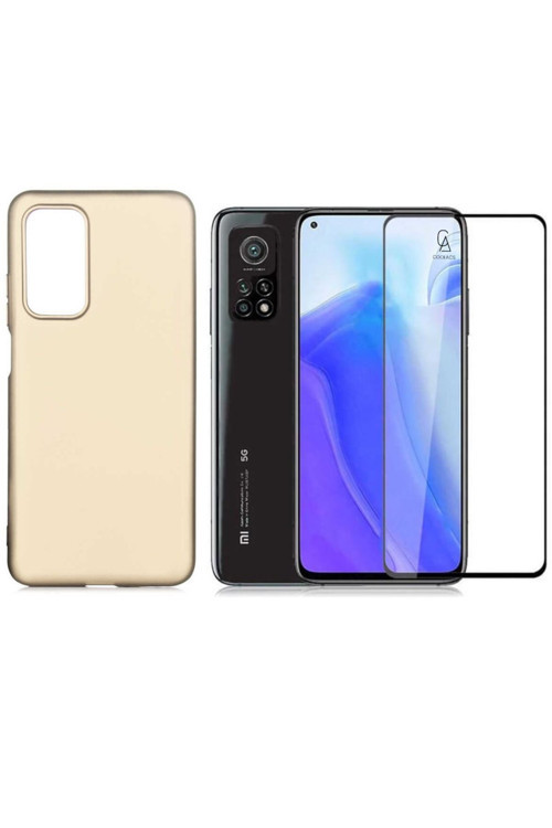 20068310 Xiaomi Mi 10T 5G İle Uyumlu Soft Yumuşak Telefon Kılıfı Ve 5D Tam Kaplayan Cam Ekran Koruyucu