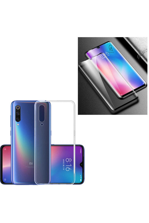 20068310 Xiaomi Mi 9 Se İle Uyumlu Soft Yumuşak Telefon Kılıfı Ve 5D Tam Kaplayan Cam Ekran Koruyucu