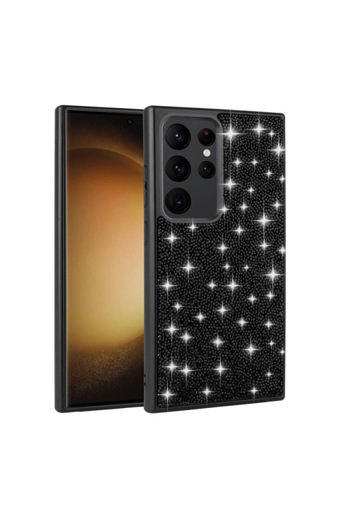 20068310 Galaxy S24 Ultra İle Uyumlu Kılıf Arka Yüzeyi Parlak Taşlı Tasarımlı Kapak