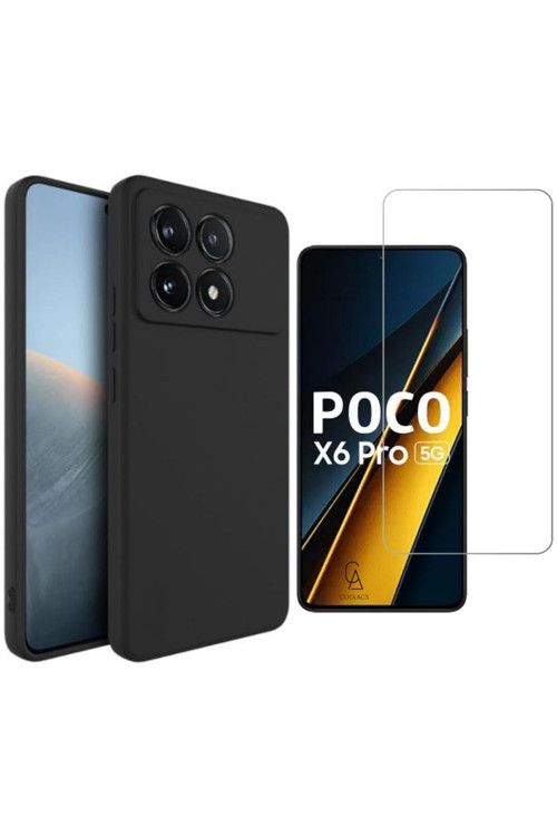 20068310 Xiaomi Poco X6 Pro 5G Uyumlu Kılıf Esnek Silikon Telefon Kılıfı Ve Temperli Cam Ekran Koruyucu