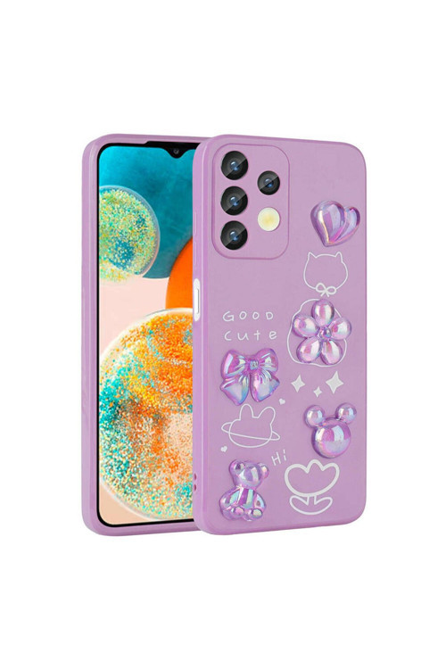 20068310 Samsung Galaxy A13 4G Uyumlu Kılıf Renkli Kabartma Figürlü Parlak Telefon Kılıfı Kapak