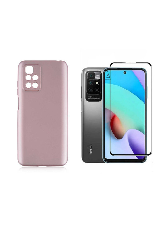20068310 Xiaomi Redmi 10 İle Uyumlu Soft Yumuşak Telefon Kılıfı Ve 5D Tam Kaplayan Cam Ekran Koruyucu