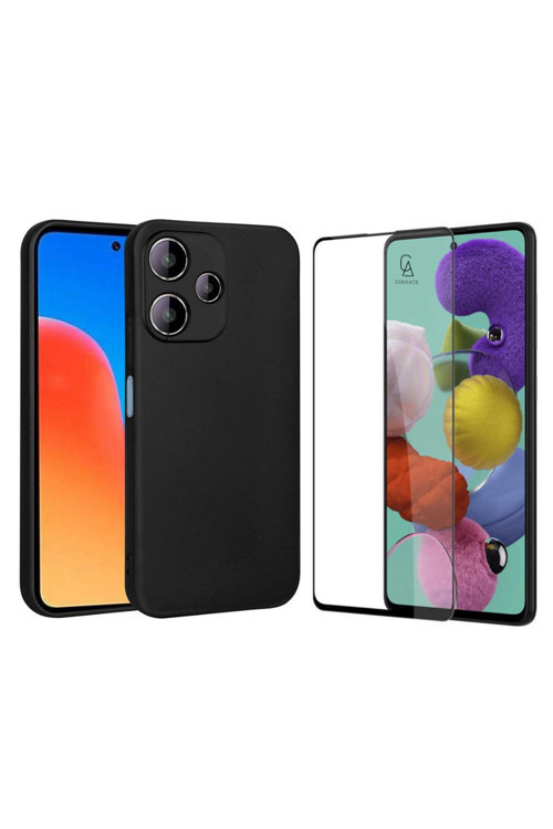 20068310 Xiaomi Redmi 12 İle Uyumlu Soft Yumuşak Telefon Kılıfı Ve 5D Tam Kaplayan Cam Ekran Koruyucu