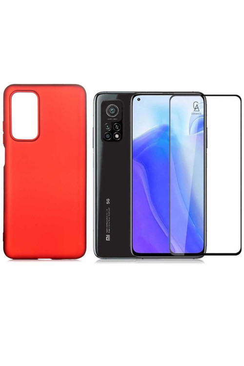 20068310 Xiaomi Mi 10T 5G İle Uyumlu Soft Yumuşak Telefon Kılıfı Ve 5D Tam Kaplayan Cam Ekran Koruyucu