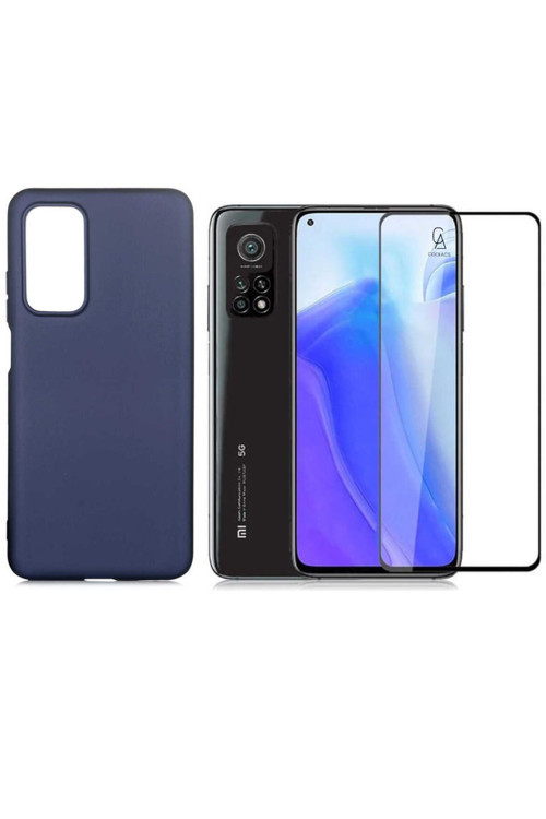 20068310 Xiaomi Mi 10T 5G İle Uyumlu Soft Yumuşak Telefon Kılıfı Ve 5D Tam Kaplayan Cam Ekran Koruyucu